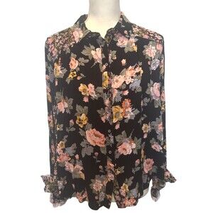 Free People Hold On To Me Floral Button Down Blouse Medium
